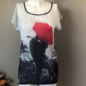 Oversized silk screen effect tee solid black back